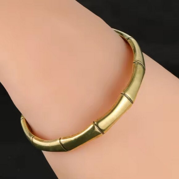 14K Gold Womens Vintage Bamboo Bangle Cuff Bracelet Ladies 14 K Silver Jewelry - Picture 7 of 10